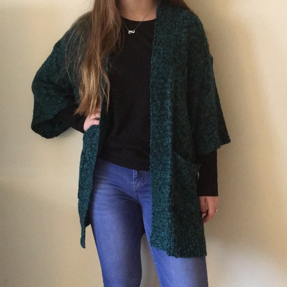 Forever 21 Sweaters - Teal 3/4 Sleeve Cardigan